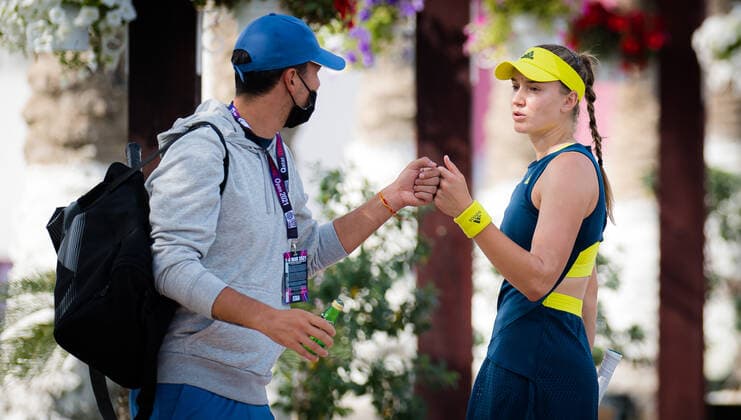 March 2, 2021, DOHA, QATAR: Elena Rybakina of Kazakhstan before her first round match at the 2021 Qatar Total Open WTA, Tennis Damen 500 tournament DOHA QATAR - ZUMAa181 20210302_zaa_a181_003 Copyright: xRobxPrangex