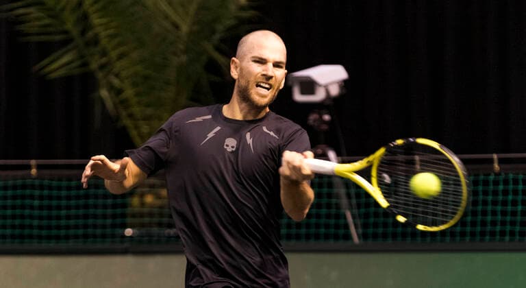 Rotterdam, The Netherlands, 2 march 2021, ABNAMRO World Tennis Tournament, Ahoy, First round match: Adrian Mannarino (FRA). XhenkkosterX  Copyright: xAlyssaxvanxHeystx