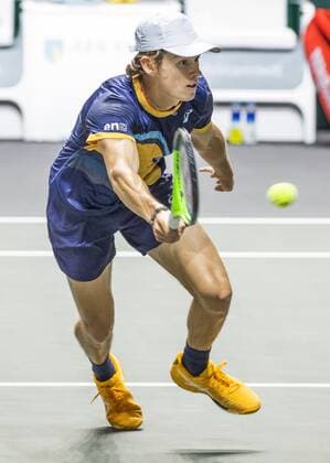 ROTTERDAM Alex de Minaur AUS in action against John Millman AUS on the second day of the ABN AMRO World Tennis Tournament in Rotterdam, The Netherlands, 02 March 2021 The ATP tournament in Ahoy takes place without an audience due to the corona pandemic ANP KOEN SUYK xVIxANPxSportx xxANPxIVx 428786407