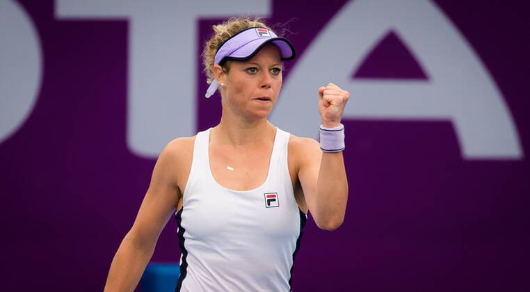 March 2, 2021, DOHA, QATAR: Laura Siegemund of Germany in action during her first round match at the 2021 Qatar Total Open WTA, Tennis Damen 500 tournament against Elena Rybakina of Kazakhstan DOHA QATAR - ZUMAa181 20210302_zaa_a181_022 Copyright: xRobxPrangex