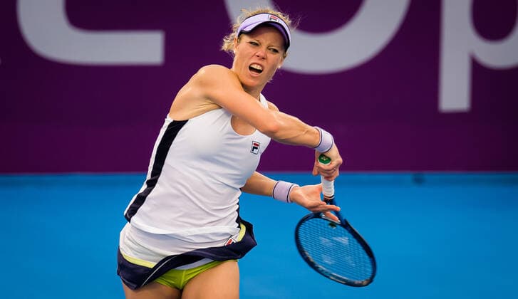 March 2, 2021, DOHA, QATAR: Laura Siegemund of Germany in action during her first round match at the 2021 Qatar Total Open WTA, Tennis Damen 500 tournament against Elena Rybakina of Kazakhstan DOHA QATAR - ZUMAa181 20210302_zaa_a181_031 Copyright: xRobxPrangex