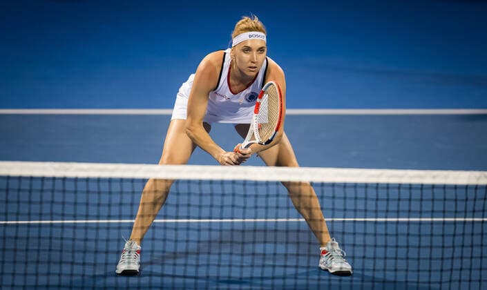 March 2, 2021, DOHA, QATAR: Elena Vesnina of Russia playing doubles with Laura Siegemund at the 2021 Qatar Total Open WTA, Tennis Damen 500 tournament DOHA QATAR - ZUMAa181 20210302_zaa_a181_087 Copyright: xRobxPrangex