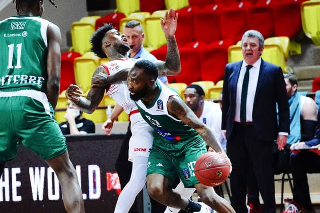 Chris Warren (Nanterre 92) - Dee Bost (AS Monaco) BASKETBALL : Monaco vs Nanterre 92 - Eurocup - Monaco - 02 03 2021 NorbertScanella PanoramiC 