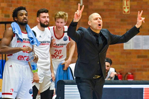 Head coach of Nymburk Oren Amiel gestures during the Men s Basketball Champions League 1st round group L match ERA Nymburk vs Brose Bamberg in Nymburk, Czech Republic, March 2nd, 2021. (CTKxPhoto VitxSimanek) CTKPhotoP202103021042601  VIS 006