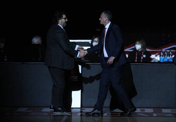 Trinchieri Andrea, Dejan Radonjic Turkish Airlines EuroLeague Regular Season, 2 March, 02 03 2021 Crvena Zvezda mts Belgrade vs FC Bayern Munich , Basketball, Turkish Airlines EuroLeague Regular Season, 2 March, 02 03 2021 Beograd Copyright: xEIBNER NikolaxKrsticx EP_EER