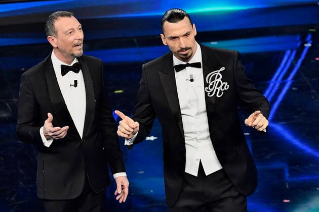 Football, Zlatan Ibrahimovic at the Sanremo Music Festival