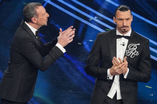 210302 Zlatan Ibrahimovic attends the Sanremo Music Festival 2021 on March 3, 2021 in Sanremo Photo Image Photo Bildbyran fotboll football soccer serie a milan zlatan ibrahimovic San remo Sanremo festivalen,  Copyright: IMAGExPHOTO BB210302BB589