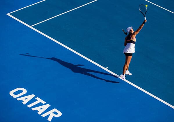 March 3, 2021, DOHA, QATAR: Victoria Azarenka of Belarus in action during her second-round match at the 2021 Qatar Total Open WTA, Tennis Damen 500 tournament against Laura Siegemund of Germany DOHA QATAR - ZUMAa181 20210303_zaa_a181_009 Copyright: xRobxPrangex