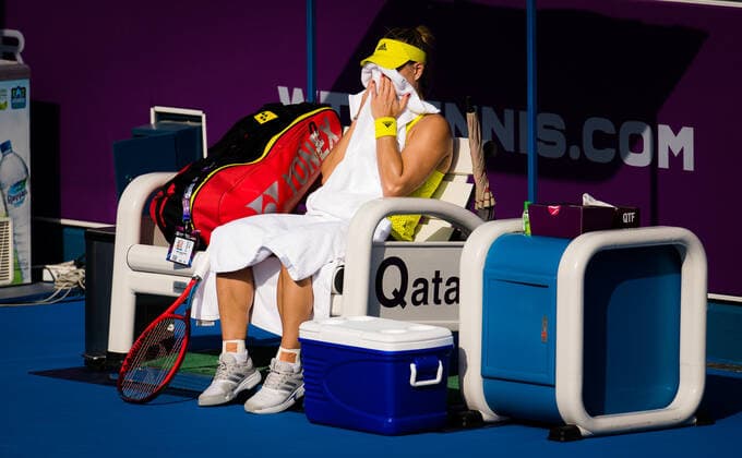 March 3, 2021, DOHA, QATAR: Angelique Kerber of Germany in action during her second-round match at the 2021 Qatar Total Open WTA, Tennis Damen 500 tournament against Anett Kontaveit of Estonia DOHA QATAR - ZUMAa181 20210303_zaa_a181_031 Copyright: xRobxPrangex