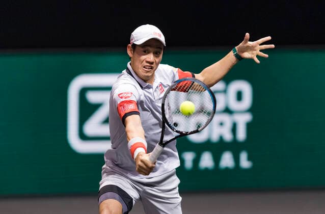 Rotterdam, The Netherlands, 3 march 2021, ABNAMRO World Tennis Tournament, Ahoy, First round doubles: Kei Nishikori (JPN) Alex De Minaur (AUS). Photo: henkkoster  Copyright: xHenkxKosterx
