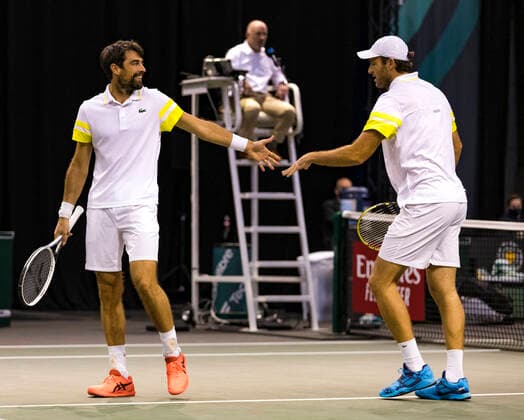 Rotterdam, The Netherlands, 3 march 2021, ABNAMRO World Tennis Tournament, Ahoy, First round doubles: Jeremy Chardy (FRA) Fabrice Martin (FRA). Photo: henkkoster  Copyright: xAlyssaxvanxHeystx