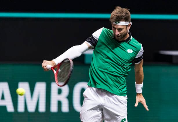 Rotterdam, The Netherlands, 3 march 2021, ABNAMRO World Tennis Tournament, Ahoy, First round doubles: Sander Giller (BEL) Joran Vliegen (BEL). Photo: henkkoster  Copyright: xHenkxKosterx