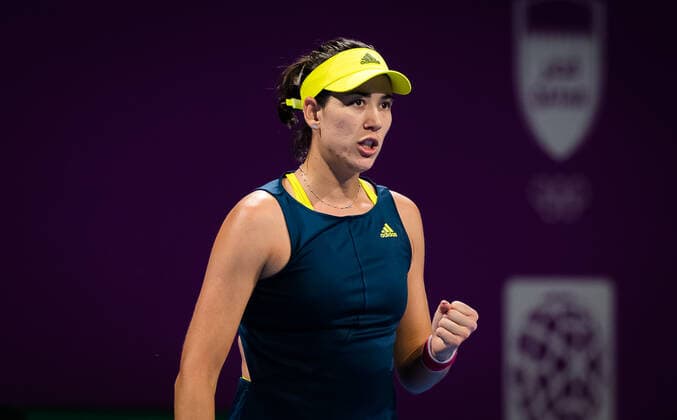 March 3, 2021, DOHA, QATAR: Garbine Muguruza of Spain in action during her second-round match at the 2021 Qatar Total Open WTA, Tennis Damen 500 tournament against Aryna Sabalenka of Belarus DOHA QATAR - ZUMAa181 20210303_zaa_a181_122 Copyright: xRobxPrangex