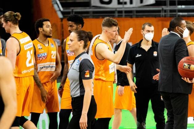 Ratiopharm Ulm wins against Hamburg Towers with 89 76 Final score GER, Ratiopharm Ulm vs Hamburg Towers, easycredit 1 Bundesliga Basketball, 20 Matchday, Season 2020 21, 03 03 2021 Ratiopharm Ulm vs BG Goettingen, 1 Basketball Bundesliga New Ulm. Copyright: xEibner-Pressefoto RogerxBuerkex EP_EER
