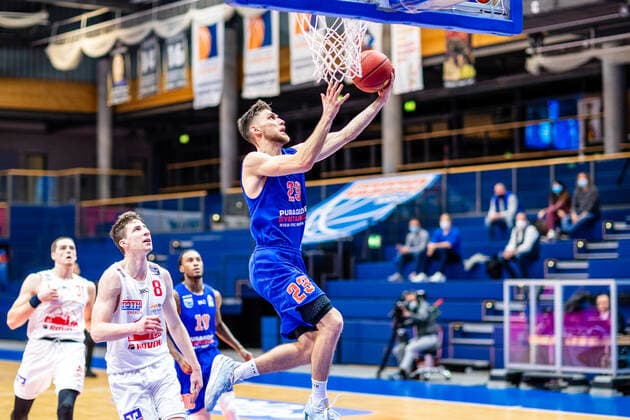 Michal Michalak 23 Syntainics MBC during the match Season 2020 2021 Men in the EasyCredit Bundesliga between Syntainics MBC and Jobstairs Giessen 46ers at Stadthalle Weissenfels on 3 March 2021 in Weissenfels, Sachsen Anhalt, Germany