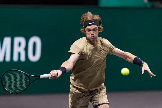 Rotterdam, The Netherlands, 3 march 2021, ABNAMRO World Tennis Tournament, Ahoy, Second round match: Andrey Rublev (RUS). Photo: .tennisimages.com henkkoster  Copyright: xHenkxKosterx