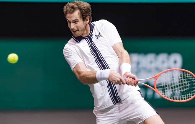 Rotterdam, The Netherlands, 3 march 2021, ABNAMRO World Tennis Tournament, Ahoy, Second round match: Andy Murray (GBR). Photo: .tennisimages.com henkkoster  Copyright: xHenkxKosterx