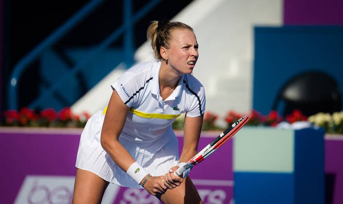March 4, 2021, DOHA, QATAR: Anett Kontaveit of Estonia in action during the quarterfinals of the 2021 Qatar Total Open WTA, Tennis Damen 500 tournament against Petra Kvitova of the Czech Republic DOHA QATAR - ZUMAa181 20210304_zaa_a181_026 Copyright: xRobxPrangex