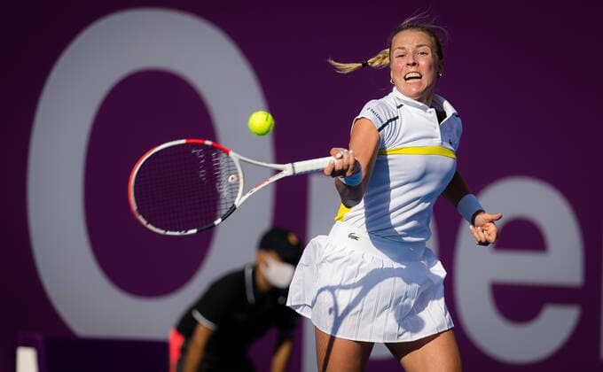 March 4, 2021, DOHA, QATAR: Anett Kontaveit of Estonia in action during the second round at the 2021 Qatar Total Open WTA, Tennis Damen 500 tournament against Petra Kvitova of the Czech Republic DOHA QATAR - ZUMAa181 20210304_zaa_a181_036 Copyright: xRobxPrangex