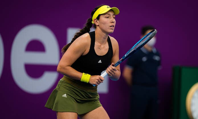 March 4, 2021, DOHA, QATAR: Jessica Pegula of the United States in action during the quarter-finals of the 2021 Qatar Total Open WTA, Tennis Damen 500 tournament against Karolina Pliskova of the Czech Republic DOHA QATAR - ZUMAa181 20210304_zaa_a181_055 Copyright: xRobxPrangex