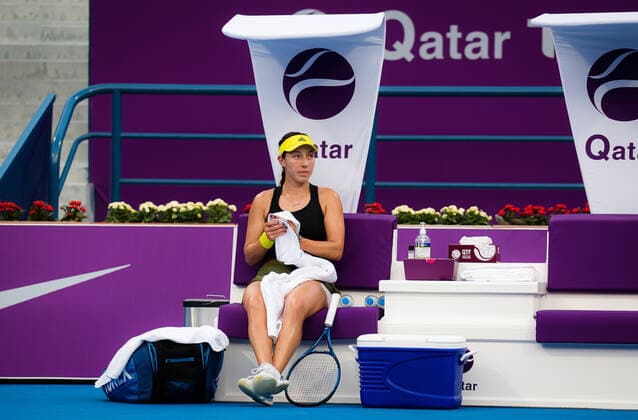 March 4, 2021, DOHA, QATAR: Karolina Pliskova of the Czech Republic in action during the quarter-finals of the 2021 Qatar Total Open WTA, Tennis Damen 500 tournament against Jessica Pegula of the United States DOHA QATAR - ZUMAa181 20210304_zaa_a181_060 Copyright: xRobxPrangex