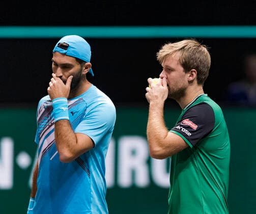Rotterdam, The Netherlands, 4 march 2021, ABNAMRO World Tennis Tournament, Ahoy, Second round doubles: Kevin Krawietz (GER) Horia Tecau (ROU). Photo: .tennisimages.com henkkoster  Copyright: xHenkxKosterx