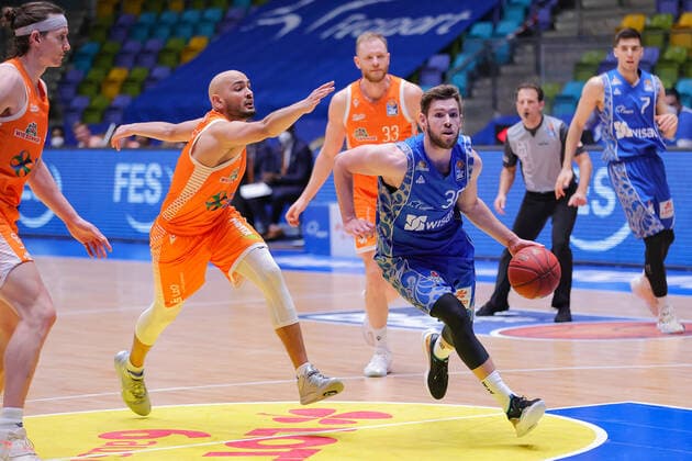 Fraport Skyliners RASTA Vechta, easyCredit BBL Stefan Peno RASTA Vechta, 4 tries Jon Axel Gudmundsson Fraport Skyliners, 30 stops Basketball match of the easyCredit BBL between Fraport Skyliners and RASTA Vechta on 4 March 2021 at Fraport Arena in Frankfurt am Main , Frankfurt am Main Hesse Germany Fraport Arena