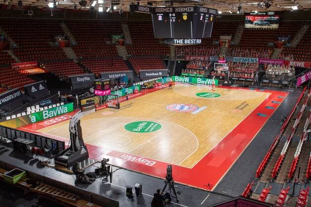 Audi Dome Court before the game, FC Bayern Basketball vs Panathinaikos Athens, EuroLeague, 04 03 2021 Munich Bavaria Germany Copyright: xkolbert-press UlrichxGamelx