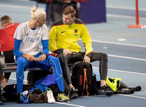 European Athletics Indoor Championships 2021, Torun Gianmarco Tamberi ITA and Mateusz Przybylko GER TSV Bayer 04 Leverkusen European Athletics Indoor Championships 2021 on 04 03 21 at Arena Torun in Torun, Poland Copyright: xBEAUTIFULxSPORTS AxelxKohringx