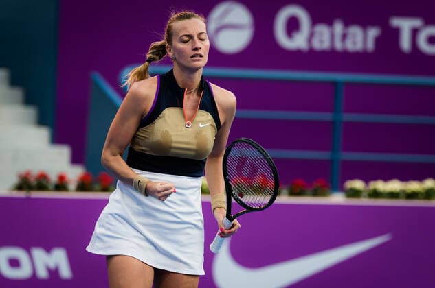 March 4, 2021, DOHA, QATAR: Petra Kvitova of the Czech Republic in action during the quarter-finals of the 2021 Qatar Total Open WTA, Tennis Damen 500 tournament DOHA QATAR - ZUMAa181 20210304_zaa_a181_078 Copyright: xRobxPrangex