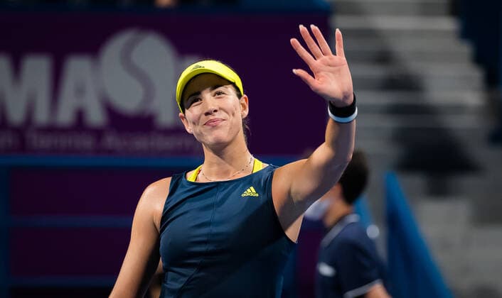 March 4, 2021, DOHA, QATAR: Garbine Muguruza of Spain after reaching the semi-final at the 2021 Qatar Total Open WTA, Tennis Damen 500 tournament DOHA QATAR - ZUMAa181 20210304_zaa_a181_108 Copyright: xRobxPrangex