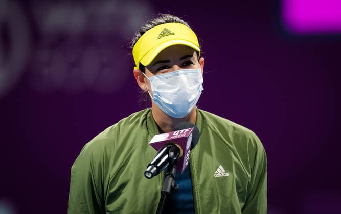 March 4, 2021, DOHA, QATAR: Garbine Muguruza of Spain after reaching the semi-final at the 2021 Qatar Total Open WTA, Tennis Damen 500 tournament DOHA QATAR - ZUMAa181 20210304_zaa_a181_110 Copyright: xRobxPrangex