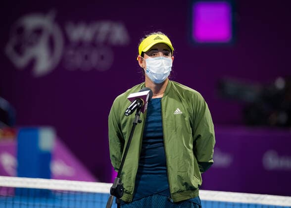 March 4, 2021, DOHA, QATAR: Garbine Muguruza of Spain after reaching the semi-final at the 2021 Qatar Total Open WTA, Tennis Damen 500 tournament DOHA QATAR - ZUMAa181 20210304_zaa_a181_112 Copyright: xRobxPrangex
