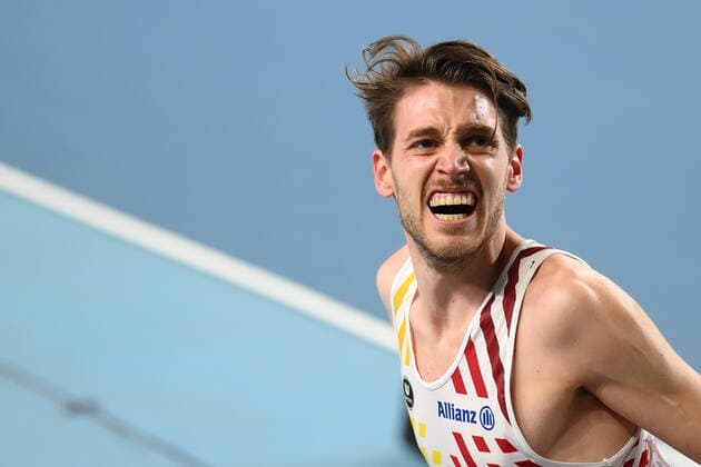 Belgian Michael Somers pictured at the heat of the first round of the men 1500m race of the European Athletics Indoor Championships, in Torun, Poland, Thursday 04 March 2021. The championships take place from 4 to 7 March. JASPERxJACOBS  x05975001x