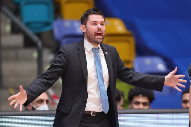 Fraport Skyliners RASTA Vechta, easyCredit BBL coach Sebastian Gleim Fraport Skyliners Basketball match of the easyCredit BBL between the Fraport Skyliners and RASTA Vechta on 4 March 2021 at the Fraport Arena in Frankfurt am Main , Frankfurt am Main Hessen Germany Fraport Arena