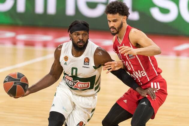 Basketball, Euroleague, FC Bayern München Panathinaikos Athens In the picture Shelvin MACK Panathinaikos Athens, 0 and Nick WEILER BABB FC Bayern München, 0 Munich Audi Dome Bayern Germany Copyright: Passion2Press.dex xMarkusxFischerx