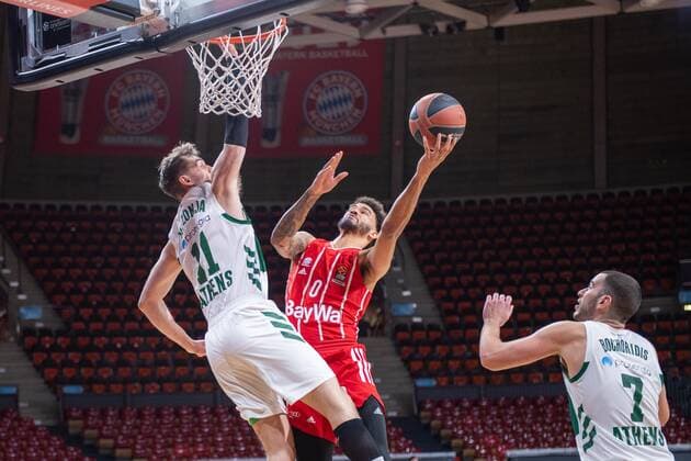 M Hezonja 11 Panathinaikos Athens , Nick Weiler Babb 0 FC Bayern , FC Bayern Basketball vs Panathinaikos Athens, EuroLeague, 04 03 2021 Muenchen Bayern Germany Copyright: xkolbert-press UlrichxGamelx