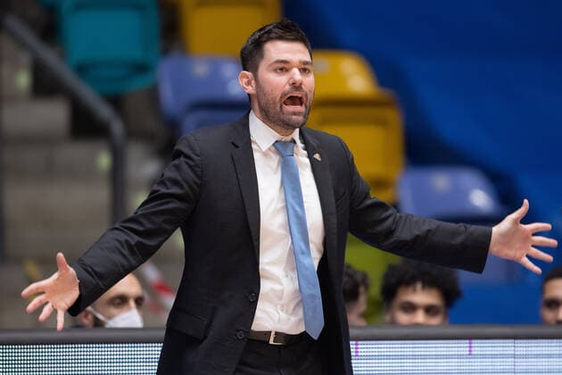 Fraport Skyliners RASTA Vechta, easyCredit BBL coach Sebastian Gleim Fraport Skyliners Basketball match of the easyCredit BBL between the Fraport Skyliners and RASTA Vechta on 4 March 2021 at the Fraport Arena in Frankfurt am Main , Frankfurt am Main Hessen Germany Fraport Arena