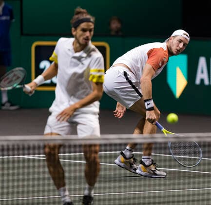 Rotterdam, The Netherlands, 5 march 2021, ABNAMRO World Tennis Tournament, Ahoy, Second round doubles: Pierre-Hugues Herbert (FRA) Jan-Lennard Struff (GER). Photo: .tennisimages.com henkkoster  Copyright: xHenkxKosterx