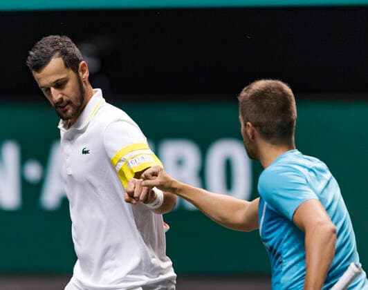 Rotterdam, The Netherlands, 5 march 2021, ABNAMRO World Tennis Tournament, Ahoy, Second round doubles: Nikola Mektic (CRO) Mate Pavic (CRO). Photo: .tennisimages.com henkkoster  Copyright: xHenkxKosterx