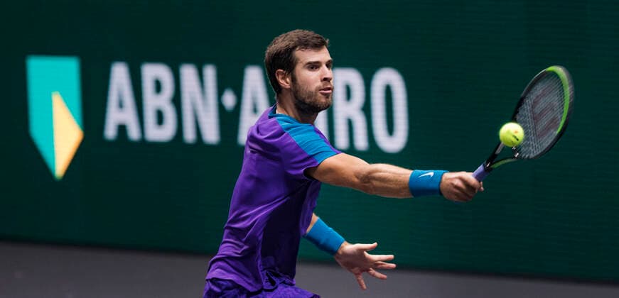 Rotterdam, The Netherlands, 5 march 2021, ABNAMRO World Tennis Tournament, Ahoy, Quarter final: Karen Kachanov (RUS). Photo: .tennisimages.com henkkoster  Copyright: xHenkxKosterx