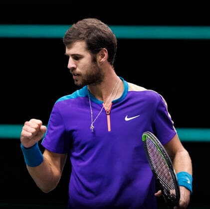 Rotterdam, The Netherlands, 5 march 2021, ABNAMRO World Tennis Tournament, Ahoy, Quarter final: Karen Kachanov (RUS). Photo: .tennisimages.com henkkoster  Copyright: xHenkxKosterx
