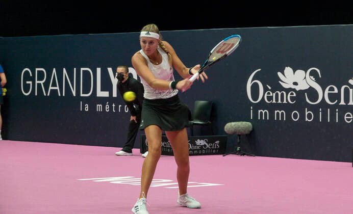 MLADENOVIC Kristina (FRA) vs BADOSA Paula (ESP) TENNIS : Open 6eme Sens - Palais des sports Lyon - 05 03 2021 SandrineTHESILLAT Panoramic 