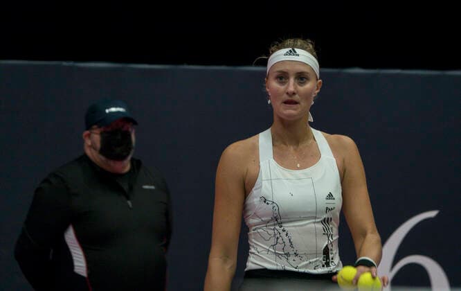 MLADENOVIC Kristina (FRA) vs BADOSA Paula (ESP) TENNIS : Open 6eme Sens - Palais des sports Lyon - 05 03 2021 SandrineTHESILLAT Panoramic 