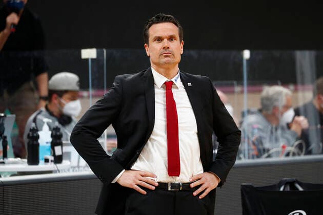 22 Matchday of the easyCredit BBL Basketball Bundesliga on 05 March 2021in the Oberfrankenhalle in Bayreuth Bavaria Germany season 2020 2021 Medi Bayreuth against HAKRO Merlins Crailsheim Raoul Korner Medi Bayreuth coach