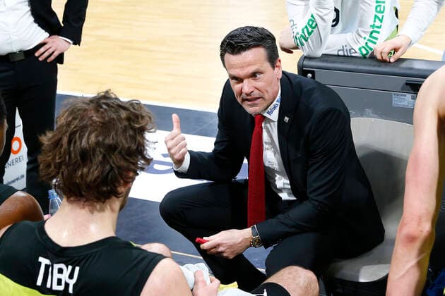 22 Matchday of the easyCredit BBL Basketball Bundesliga on 05 March 2021in the Oberfrankenhalle in Bayreuth Bavaria Germany season 2020 2021 Medi Bayreuth against HAKRO Merlins Crailsheim Raoul Korner Medi Bayreuth coach