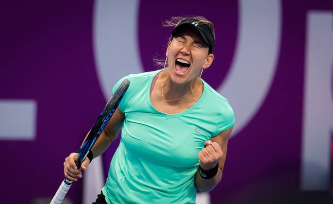 March 5, 2021, DOHA, QATAR: Nicole Melichar of the United States with partner Demi Schuurs in action during the doubles final of the 2021 Qatar Total Open WTA, Tennis Damen 500 tournament DOHA QATAR - ZUMAa181 20210305_zaa_a181_244 Copyright: xRobxPrangex