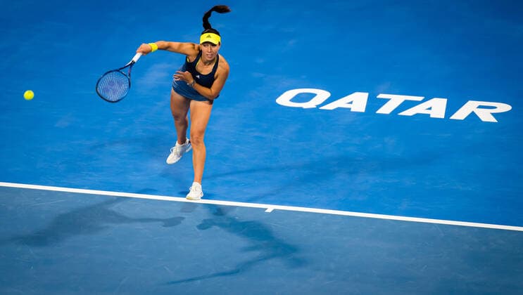 March 5, 2021, DOHA, QATAR: Jessica Pegula of the United States in action during the semi-final of the 2021 Qatar Total Open WTA, Tennis Damen 500 tournament against Petra Kvitova of the Czech Republic DOHA QATAR - ZUMAa181 20210305_zaa_a181_256 Copyright: xRobxPrangex