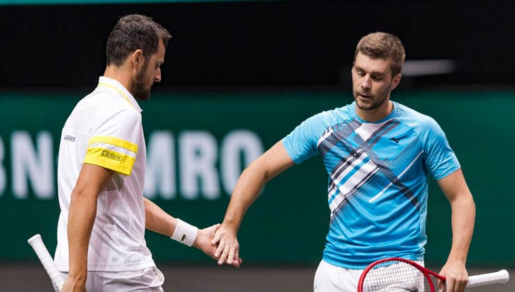 Rotterdam, The Netherlands, 6 march 2021, ABNAMRO World Tennis Tournament, Ahoy, Semi final doubles: Nikola Mektic (CRO) Mate Pavic (CRO). Photo: .tennisimages.com henkkoster  Copyright: xHenkxKosterx