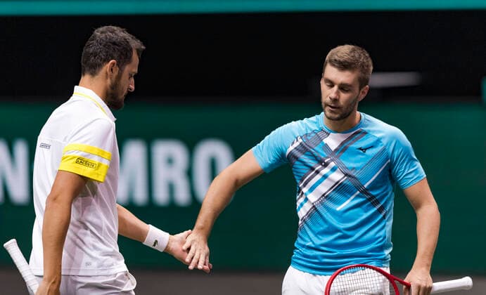 Rotterdam, The Netherlands, 6 march 2021, ABNAMRO World Tennis Tournament, Ahoy, Semi final doubles: Nikola Mektic (CRO) Mate Pavic (CRO). Photo: .tennisimages.com henkkoster  Copyright: xHenkxKosterx